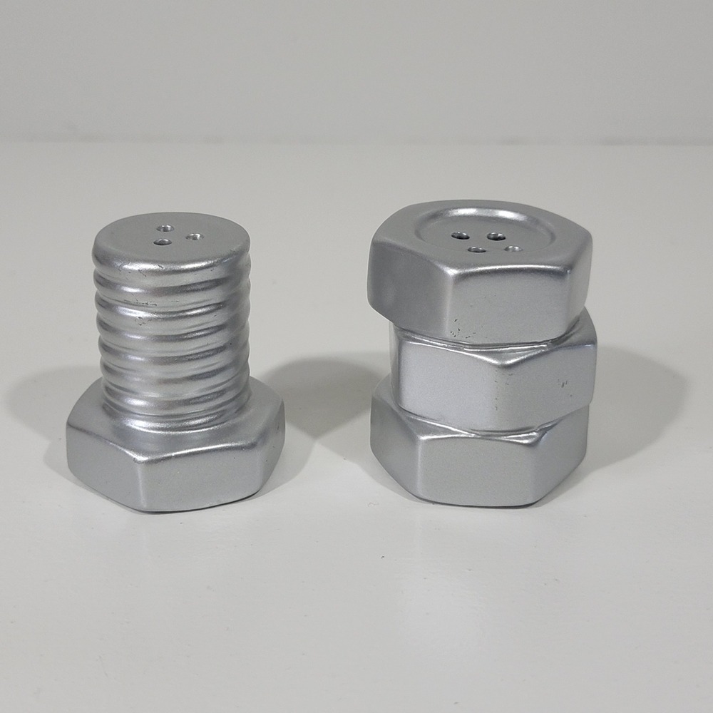 Ford Westland Giftware Bolt and Nut Salt and Pepper Shakers Silver 25103